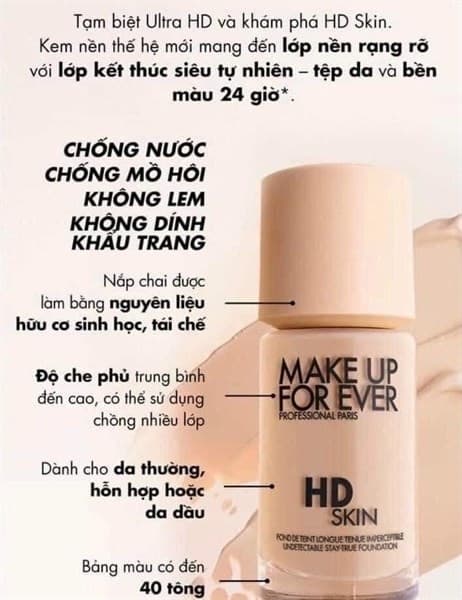 Kem nền makeup for Ever HD skin